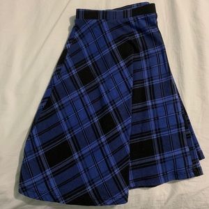 LA hearts blue plaid circle skirt
